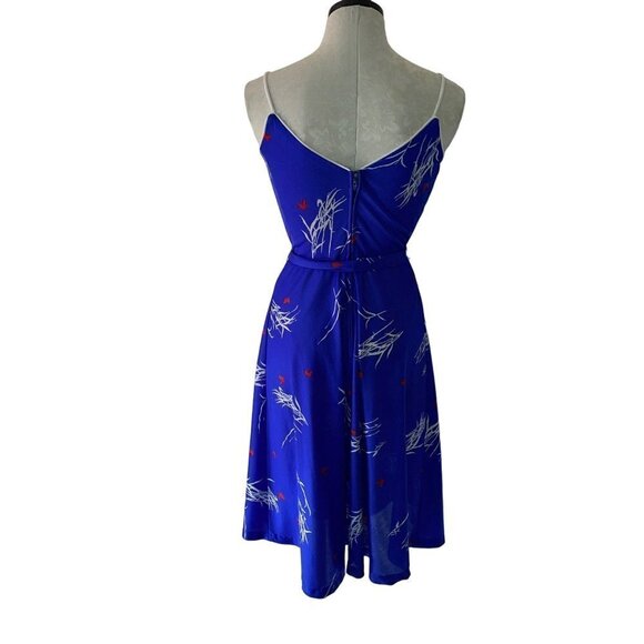 Jack Hartley Inc. Miami Vintage 70s Womens A-Line Dress Size XS Blue Midi Belted - Picture 3 of 13